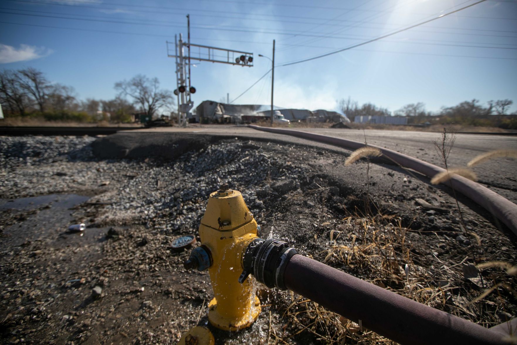Recycling center fire and building collapse in East St. Louis